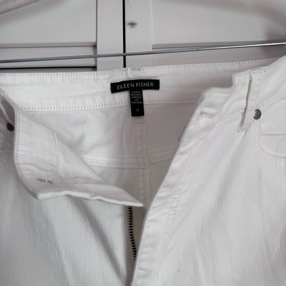 Eileen Fisher Organic Cotton Denim High-Waisted White Ankle Pant Size 12 - Picture 2 of 7